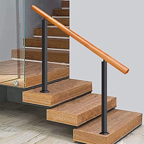 Geländer Innen Außen Treppengeländer Pfosten 2er-Pack Deckbaluster, Treppenspindelpfosten/Halbkreis-Handlauf Aus Holz, Geländersystem Mit Verstellbarer Oberseite(H 85cm/33.5in,L 1.1m/3.6ft)