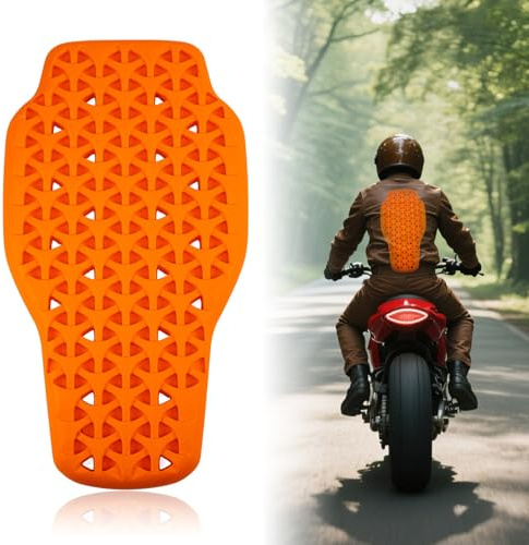 Motorcycle Back Protector PU Shockproof, Motorcycle Jacket Insert Back Protector Removable, Breathable Suitable for Motorcycle Jackets, Cycling, Skiing, Roller Skating (Orange)