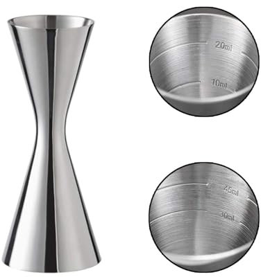 Vaso medidor para cócteles 304, de acero inoxidable, báscula integrada, vaso medidor de cócteles Jigger Dual Spirit Measure Cup profesional, adecuado para bares y apartamentos (30/60 ml)