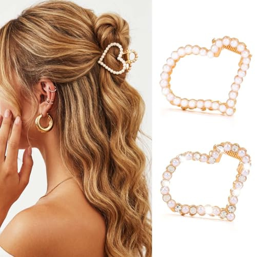 Reaky Perlen-Haarspangen, goldfarben, Metall, kleine Strass-Haarspangen, Haarschmuck für Damen