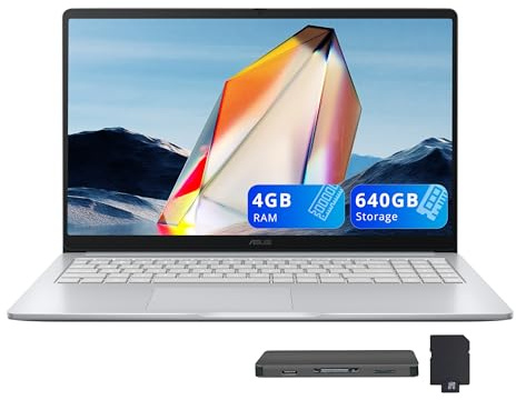 ASUS Chromebook CX15 Laptop FHD IPS de 15.6 pulgadas, Intel Celeron N4500, 4 GB de RAM, 640 GB de almacenamiento (128 GB eMMC + juego de estación de acoplamiento de 512 GB), gráficos Intel UHD