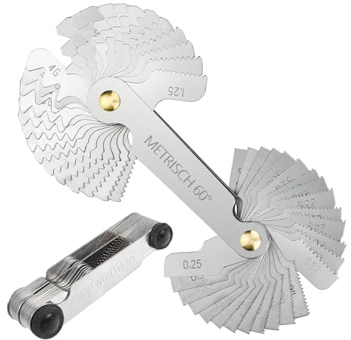 52 Blätter Edelstahl Gewindelehre Metrisch 60grad,Gewindelehre，Gewindelehre Metrisch Zoll,Für 24 Blätter 0,25-6,0 Mm Und 28 Blätter 4g-62g,Ideal Für Präzisionsmessungen