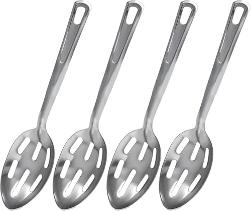 4 Pack Kitchen Slotted Spoon Stainless Steel,13 Inch Metal Slotted Spoon,Stiring Large Spoons,Cooking Serving with Holes