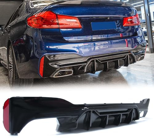 Sport Heckdiffusor Diffusor Schwarz für BMW 5er G30 G31 520d 530d 540i mit M Sport Paket Stoßstange LCI ab 2020 2021 2022 2023
