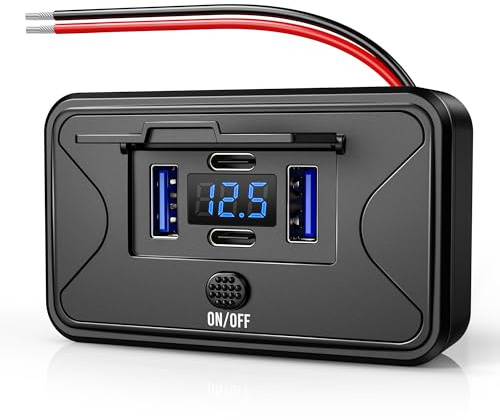 MICTUNING 4 Port USB Outlet Wall Mount, Dual PD & Dual QC Mount Charger 1PC