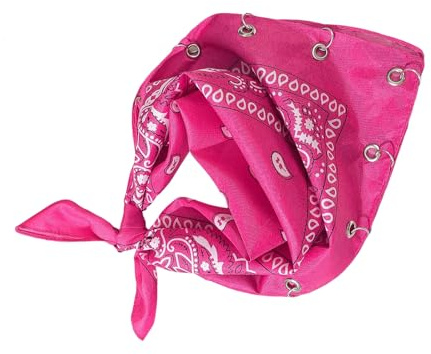 arzgul Bandana Bandana Scarf Kerchief With Grommet Eyelet For Handbag Belt Strap Accessory(Rose red)