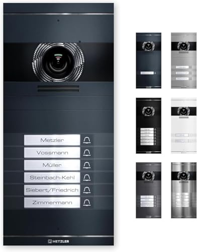 Metzler VDM10 2.0 Video Türsprechanlage, Sprechanlage Individuell konfigurierbar mit austauschbarem Namensschild, Anschlussart (LAN PoE / 2-Draht IP), Optional mit Innenstation - In Anthrazit