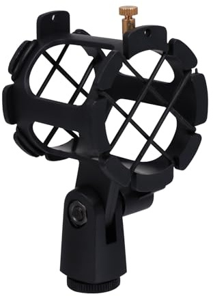 GLSTOY Soporte Antivibración para Micrófono Condensador, Clip Ajustable Negro para Estudio y Transmisión, Soporte de Suspensión para Micrófonos Profesionales