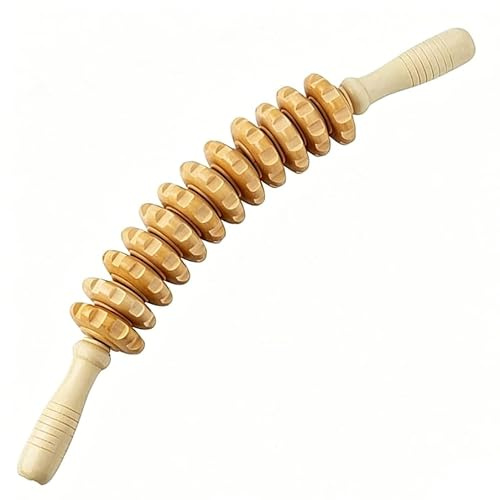 Massageroller Mit Griff, Faszienrolle Holz MassagegeräT, Cellulite MassagegeräT Aus Holz Faszienstab, Muskelentspannung An Beinen & KöRper, FüR Zuhause, BüRo, Reisen