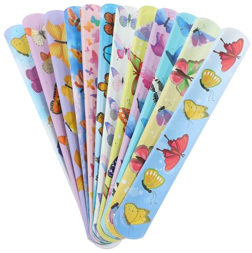 FOYTOKI Braccialetti Facili da Indossare in Pvc 24 Slap Farfalla Colorati , Fascia Polso Accessori Party e Attirare Attenzione per Feste e Regali