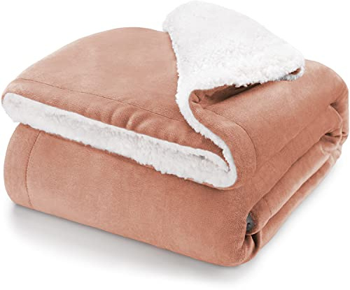 Blumtal Premium Sherpa mysfilt 150 x 200 cm - varm filt OEKO-TEX®-certifierad tjock sofffilt, sängöverkast eller vardagsrumsfilt, dammig rosa - rosa