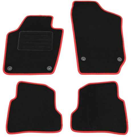 AD Tuning HG13006-ROT Fußmatten Set (4teilig) Schwarz Rot Autoteppiche Matten