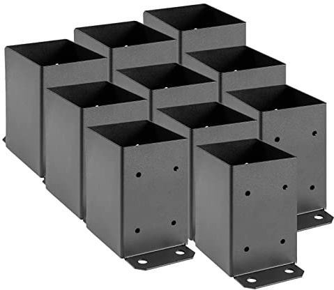 SPACEEUP 4x4 Post Base 10 Pcs, Inner Size 3.6x3.6 Post Base Brackets, Heavy Duty Powder-Coated Post Anchor Matte Black Wood Post Brackets for Pavilion Deck Railing Support Deck Base Plate