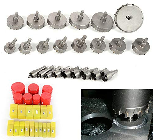 LochsäGe TCT Hartmetall-Bohrer LeistungsfäHiger LochöFfner LochsäGensatz AufsäTze für Lochbohrer Bohrkrone Kreisschneider Edelstahl Set Tool 16mm ~ 100mm für Aluminum, Steel, Wood