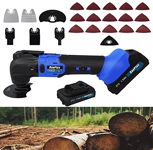 Handheld Cordless Oscillating Multi Tool Kit, Brushless Motor Power Oscillating Multi Tool with 22 Piece Blades Sander for Cutting Metal, LED 6 Variable Speed Universal Fit Mini Saw & Grinder