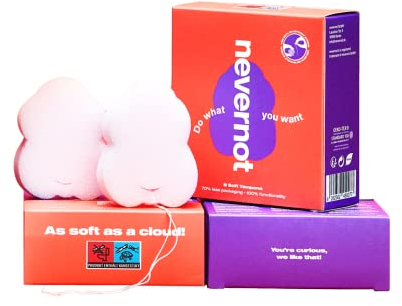 nevernot Soft Tampons: Comfortable & Discreet Menstrual Sponge, Innovative Cloud Design with Optional Thread, Ideal for Sports, Swimming, Sauna, Pocket-Friendly and Easy to Remove, Pack of 10