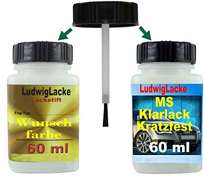 Ludwig Lacke LW7Z Trackgrau für Seat Lackstift Set Autolack & Klarlack je 60ml
