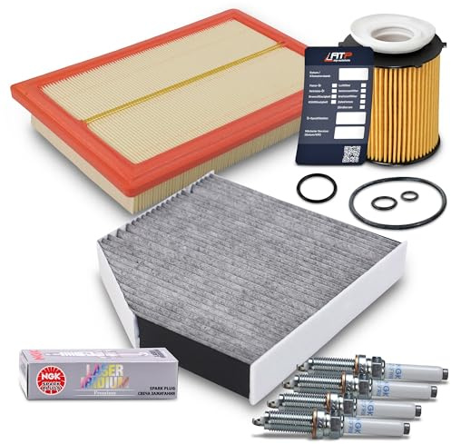 BESTPRICE Inspektionspaket 1x Ölfilter, 1x Innenraumfilter, 1x Luftfilter, 4x NGK Zündkerze Kompatibel mit MERCEDES C-Klasse, GLC, E-Klasse, C-Klasse