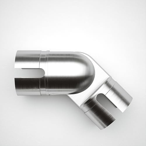 Rothley Staircase Handrail Adjustable Elbow Connector, Brushed, 40mm | Adjusts from 90 to 180 degrees to navigate any staircase corner; easy push-fit diecast fitting for indoor home railings.