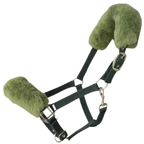 QYMLSH Pferdezaumzeug Mit Fleece-Komfortzaum Doppelter Verstellschnalle Mit Weichem Dickem Kissen-Reitzubehör (Color : Green, Size : S)