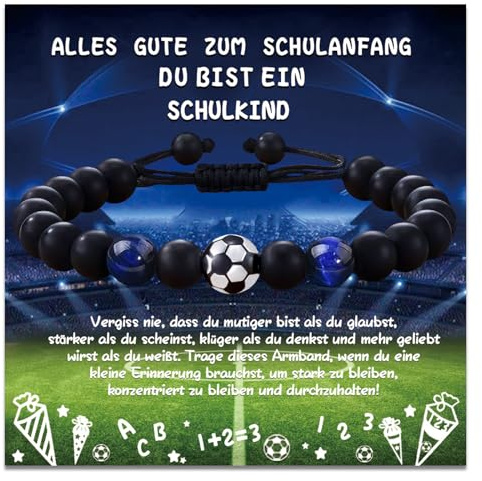 Fussball Armband Schulkind 2026 Junge, Schultüte Füllung Mutmacher Geschenk, Schulanfang Jungen Fussball Geschenke Jungen, Geschenke zur Einschulung Junge