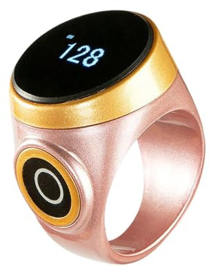 Makamsui Smart Ring Counter Electronic Hand Tally Counter Count Clicker, Waterproof Digital Display Finger Counter Rechargeable for Islamic Muslims, Golf, Goods Counting, Knitting Rose Gold