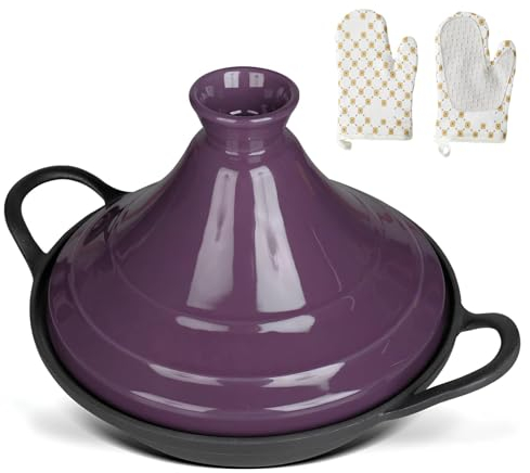 WXFKLDJ Marmite À Tajine pour La Cuisson, en Céramique, en Fonte Émaillée, pour La Cuisson des Ragoûts, Mijoteuse pour La Cuisine De La Maison,Violet