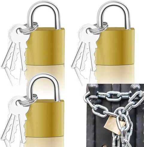 Candado llave de arco, Candado seguridad, Portátil Candado Taquilla Gimnasio, 3 Piezas 32mm Mini Interior Candado Pequeño, Candado con Llave, Candado de Armario con Llave para Mochila de Viaje