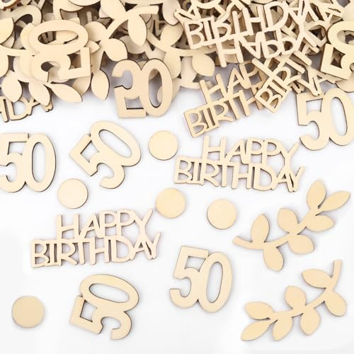 GoldRock Holz Konfetti 50 Geburtstag Deko Groß 1,5cm-6,3cm,100 Stk Tischdeko 50 Geburtstag Frau Mann Deko,50 Geburtstage Frau Konfetti,50. Geburtstage Deco,Geburtstagsdeko Streudeko 50. Geburtstags