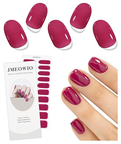 JMEOWIO Nagelfolie Dunkelrosa Gel Nagelfolien Selbstklebend Nail Sticker Uv Härtend Dekoration Nageldesign Zubehör