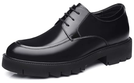 Dinglong nos tratamos Bien Zapatos con Aumento de Altura para Hombre, Zapatos con Aumento de Altura de 10cm/8cm/5cm, Gruesa, Zapatos de Negocios con Oreja Exterior, Formales, (Black, 37)