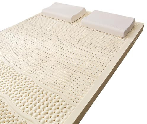 XMWOEIX Latexmatratze, weiche Matratzenauflage, tragbare Matratze aus 100% Naturlatex zur Druckentlastung mit Bezug, 2,5 cm, 90 x 190 cm
