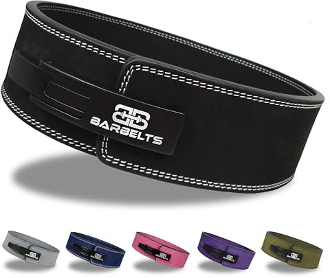 Barbelts Lever Belt 10mm, Powerlifting-Gürtel, 100% Leder, Gewichthebende Belt (Schwarz, L)