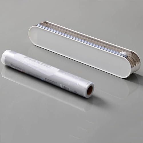 WJYWX Magnetic Plastic Wrap Dispenser With Cutter, Reusable Cling Film Dispenser, Double Elastic Buckle Adjustable Length For Aluminum Foil(B)