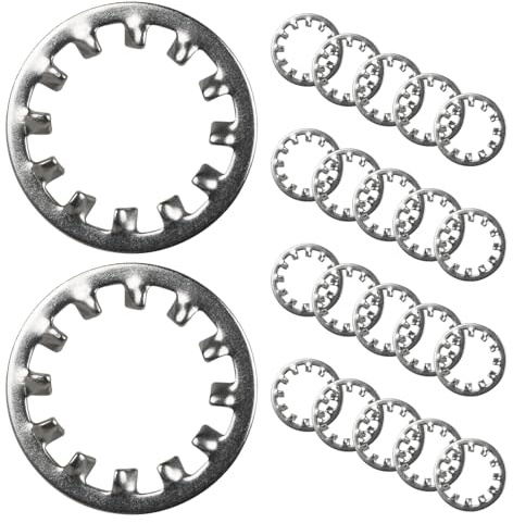 BOUMVID 50 Piezas M10 x 18mm Arandelas de Bloqueo Dentadas Interno, Arandela de Resorte de Onda Bloqueo, Arandelas de Seguridad de Velocidad Rápida de 304 Acero Inoxidable