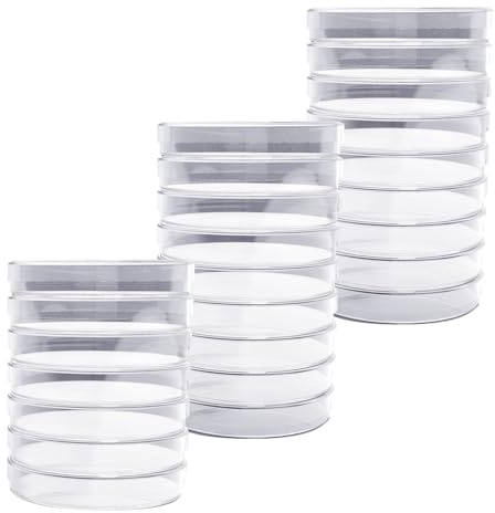 HDGSAFD Paquet De 25 Boîtes De Petri en Plastique, Boîtes De Petri Claires, Boîtes De Petri avec Couvercles, Fournitures De Laboratoire, Boîtes De Petri De Laboratoire