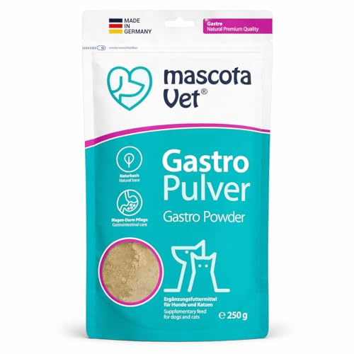 mascota Vet - Gastro Relax Pulver – Natürliche Verdauungshilfe für Hunde & Katzen, gegen Schmatzen & Grasfressen, mit Shiitake, Schafgarbenkraut & Kurkuma – Beruhigende Kräuter-Rezeptur