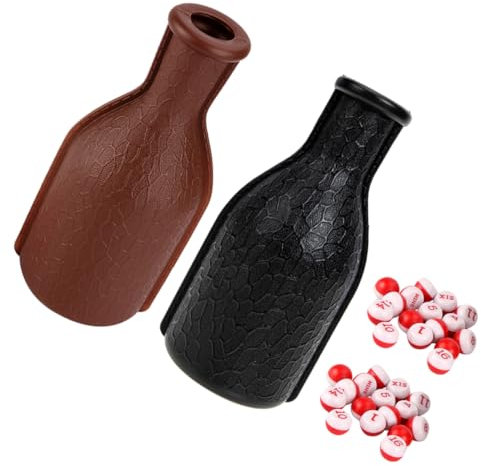 BESPORTBLE Snooker Shaker Flasche Satz aus Kunststoff Billardzubehör für 2 Spieler Tragbare Poolflasche mit Würfeln Lustiges Billardspielzeug für Partys und Familienunterhaltung
