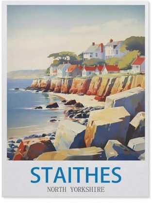 Staithes North Yorkshire Vintage Travel Posters，Jigsaw Puzzles 1000 Pieces for Adults, Classic Puzzle Kids Puzzle Challenging And Difficult Puzzles for Adults And Teens（38x26cm）-DC11