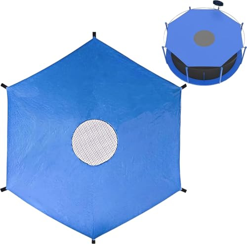 LUMOOM 10 Zoll Trampolin Überdachung, Wasserdichtes Sonnensegel und Trampolinschutz Abdeckplane, Faltbare Schattenabdeckung für Trampoline, Reißfestes Blaues Outdoor Trampolindach