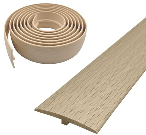 T Molding Trim,Floor Transition Strip 5cm×3m T Section Bar PVC Flat Divider Strip Laminate Profile Flooring Edge Trim for Door Threshold Joining Flooring Gaps of Laminate Plank Tile (Maple, 3M)