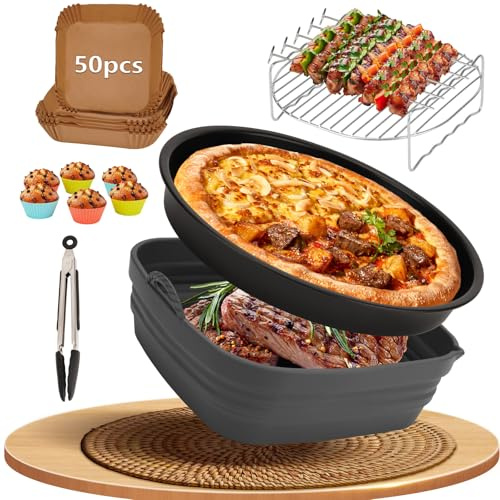 Lot de 11 accessoires Airfryer pour Cosori Turbo Tower Pro, Cosori Turboblaze, Philips Airfryer XXL 7,2L-7,3L, XL 6,2L, Ninja, Tefal, sans BPA, accessoires de friteuse à air chaud, avec papier