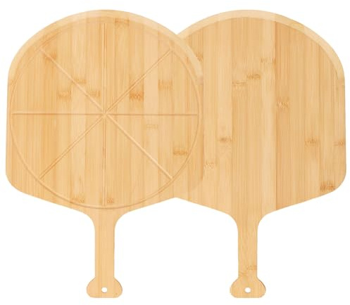 Musedimall Pizzateller 16 Zoll (40 x 60 cm), Pizzabrett groß Groß mit Griff, Platzteller mit Rillen, Pizza Holzbrett, Pizza Plate, Pizza Schneiderbrett, Serviceteller (2 Stück)