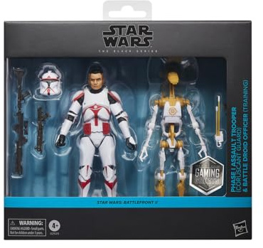 Star Wars The Black Series Phase I Assault Trooper & Battle Droid Officer, Battlefront II Figuras de acción coleccionables de 15 cm
