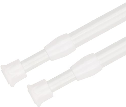 WedDecor 2 barras de cortina telescópicas blancas de 55 cm a 90 cm, extensibles y ajustables para cortinas de red, rieles de ducha, puertas de armario, caravanas, ventanas y espacios pequeños