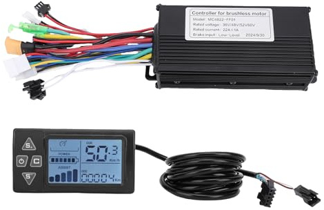MechKit Kit de Contrôleur de Moteur sans Balais pour Vélo Électrique, 36V 48V 500W 750W 22A 3 Modes Contrôleur à Onde Sinusoïdale et Panneau d'Affichage LCD S861