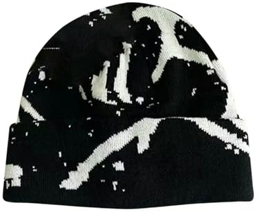 XYNM Mütze Gestrickte Mützen Mit Buchstabendruck Für Herren Und Damen, Jacquard-mützen, Outdoor-reitstaaten, Modische Warme Mütze-schwarz-einheitsgröße