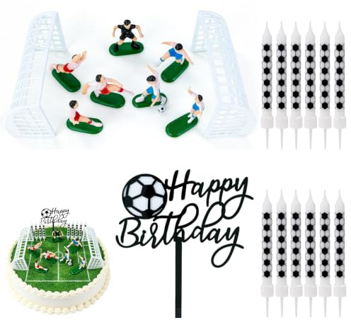 22pcs Football Cake Decorations for Boys, Football Cake Toppers for Boys | Football Birthday Decorations, Football Party Decorations, Footballs Candles Cake Decoration for Men, for Match Team Party