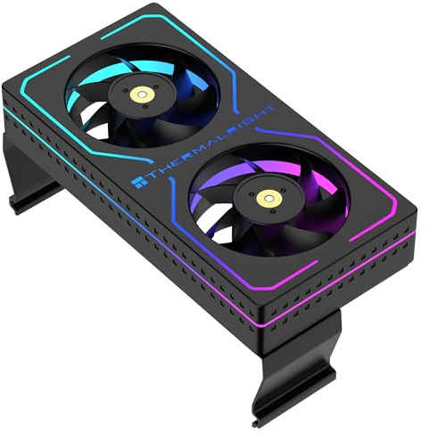 Thermalright MC-2 ARGB RAM Cooler, Dual Fan Active Memory Cooler, 3200RPM PWM, 5V 3PIN ARGB, Low-Noise Clip-On RAM Cooling for DDR/DDR2/DDR3/DDR4/DDR5 (Black)