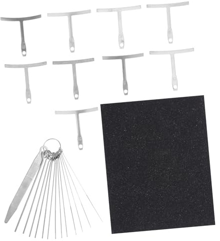 OSOLADY Kit de Herramientas de Reparación de Guitarras Eléctricas y Acústicas Lijas y Calibrador de Radio de 19 Piezas para Luthiers Profesionales